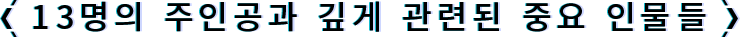 13명의 주인공과 깊게 관련된 중요 인물들