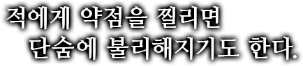 적에게 약점을 찔리면 단숨에 불리해지기도 한다.