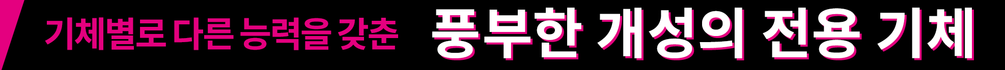 기체별로 다른 능력을 갖춘 풍부한 개성의 전용 기체